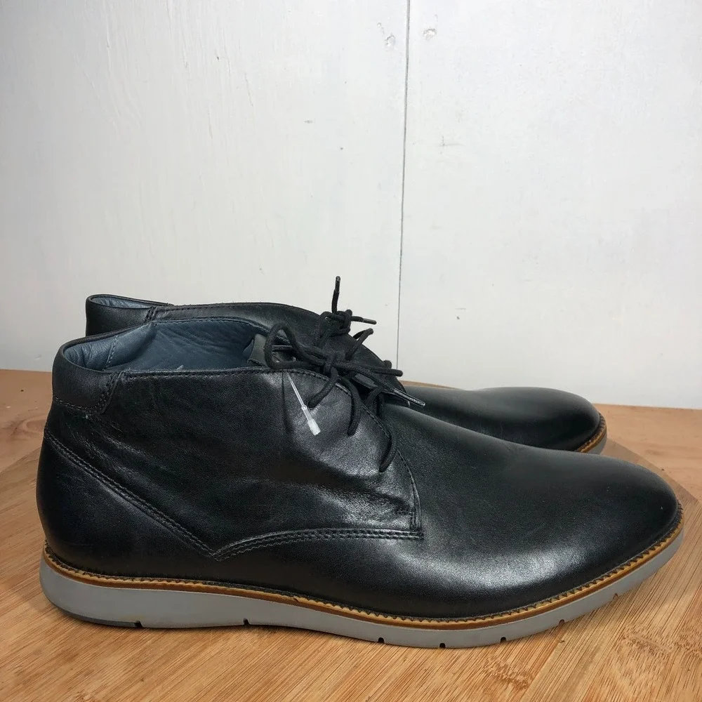 Josef Seibel Mens size 12.5 shoes Black Leather Casual work chukka boots